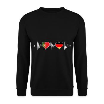 Portugal Allemagne drapeau coeur armoiries battement de coeur - Sweat-shirt Unisexe - noir - Devant - Alina (178cm) & Michal (187cm)