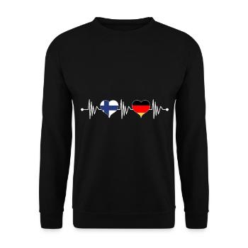 Finland Germany flag heart coat of arms heartbeat - Unisex Sweatshirt - black - Front - Alina (178cm) & Michal (187cm)