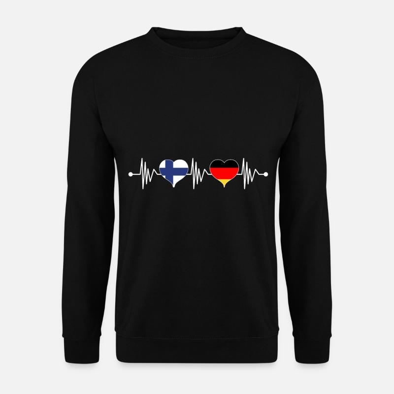 Finnland Deutschland Flagge Herz Wappen Herzschlag - Unisex Pullover - Schwarz