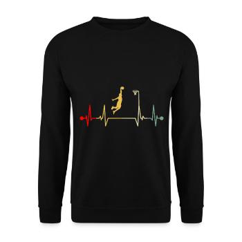 Basketball Dunking Dunk Herzschlag Retro - Unisex Pullover - Schwarz - Vorne - Alina (178cm) & Michal (187cm)
