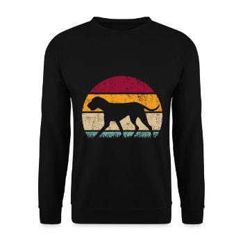 Silhouette rétro de race de chien hongrois Vizsla - Sweat-shirt Unisexe - noir - Devant - Alina (178cm) & Michal (187cm)