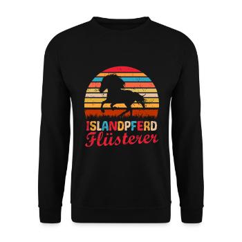 Islandpferd Flüsterer Retro Vintage Silhouette - Unisex Pullover - Schwarz - Vorne - Alina (178cm) & Michal (187cm)