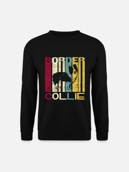 Border collie dog retro vintage silhouette - Unisex Sweatshirt - black