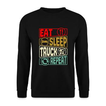 Chauffeur de camion chauffeur de camion Eat Sleep disant rétro - Sweat-shirt Unisexe - noir - Devant - Alina (178cm) & Michal (187cm)