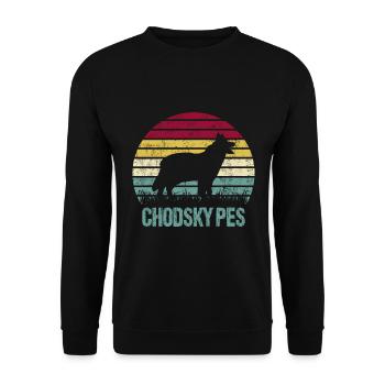 Chodsky Pes Dog Retro Vintage Silhouette - Unisex Sweatshirt - black - Front - Alina (178cm) & Michal (187cm)