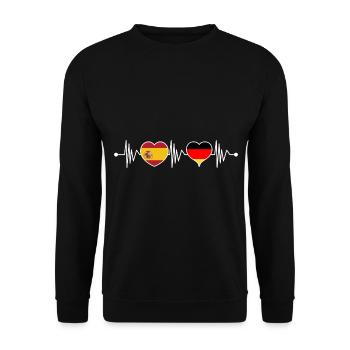 Espagne Allemagne drapeau herz armoiries herzschlag - Sweat-shirt Unisexe - noir - Devant - Alina (178cm) & Michal (187cm)