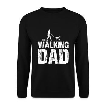 Shiba Inu The Walking Dad Gassi für Herrchen - Unisex Pullover - Schwarz - Vorne - Alina (178cm) & Michal (187cm)