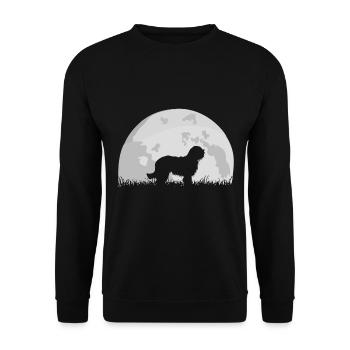 Bearded Collie full moon moon silhouette - Unisex Sweatshirt - black - Front - Alina (178cm) & Michal (187cm)