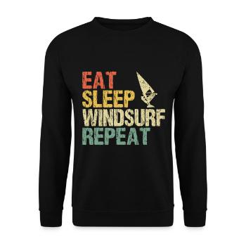 Windsurfing Windsurfer Eat Sleep Saying Retro - Unisex Sweatshirt - black - Front - Alina (178cm) & Michal (187cm)