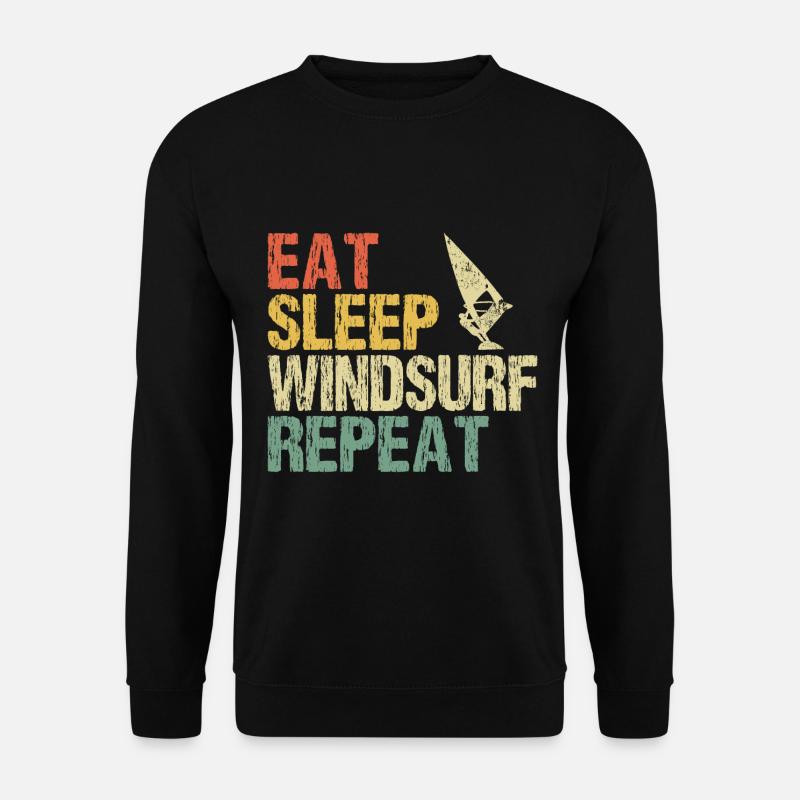 Windsurfen Windsurfer Eat Sleep Spruch Retro - Unisex Pullover - Schwarz