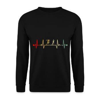 Marathon marathon runner heartbeat retro vintage - Unisex Sweatshirt - black - Front - Alina (178cm) & Michal (187cm)