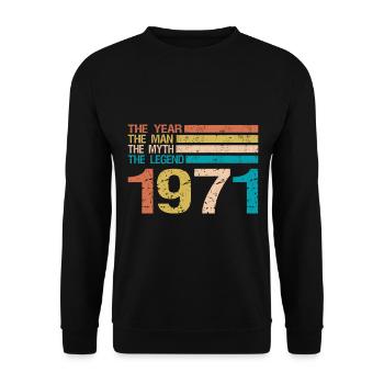 50e anniversaire 1971 homme légende disant rétro - Sweat-shirt Unisexe - noir - Devant - Alina (178cm) & Michal (187cm)