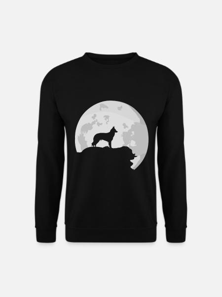 Groenendael Schäferhund Vollmond Silhouette - Unisex Pullover - Schwarz