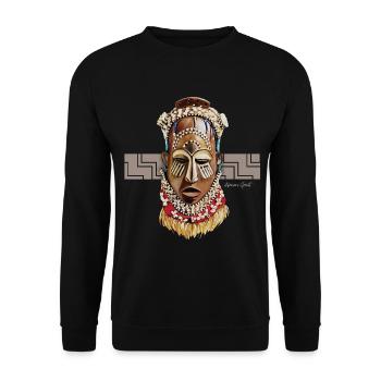 Masque africain, Bénin - Sweat-shirt Unisexe - noir - Devant - Alina (178cm) & Michal (187cm)