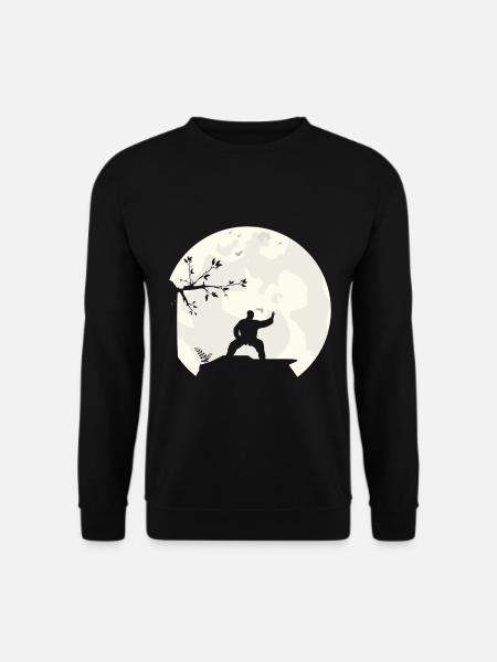 Tai Chi Schattenboxen Vollmond Mond Silhouette - Unisex Pullover - Schwarz