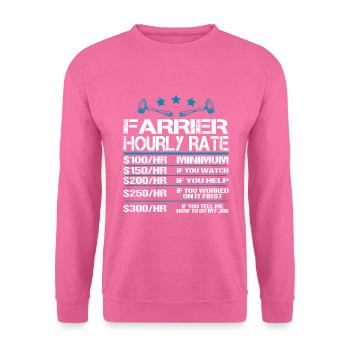 Hufschmied Stundenlohn Hourly Rate Spruch Lustig - Unisex Pullover - Pink - Vorne