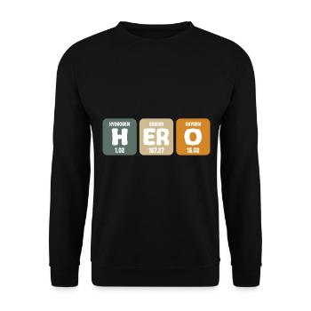Hero Nerd Hero éléments chimiques rétro drôle - Sweat-shirt Unisexe - noir - Devant - Alina (178cm) & Michal (187cm)