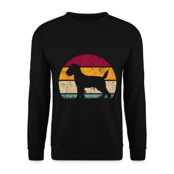 Jagdterrier Jagdhund Retro Style Silhouette - Unisex Pullover - Schwarz - Vorne - Alina (178cm) & Michal (187cm)