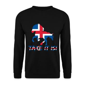 Icelandic horse Take it Isi saying flag - Unisex Sweatshirt - black - Front - Alina (178cm) & Michal (187cm)