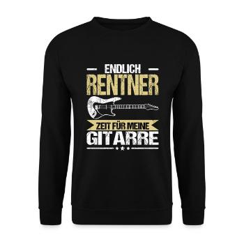 Gitarre Endlich Rente Rentner Zeit Spruch Lustig - Unisex Pullover - Schwarz - Vorne - Alina (178cm) & Michal (187cm)