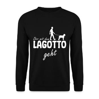 Lagotto Romagnolo Gassi geht Spruch für Herrchen - Unisex Pullover - Schwarz - Vorne - Alina (178cm) & Michal (187cm)