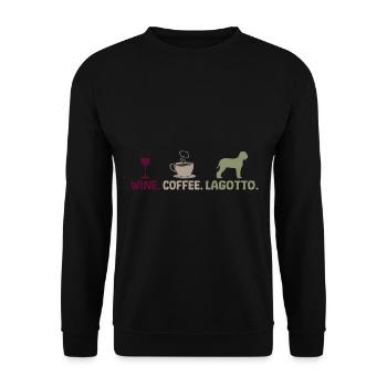 Café de vin de race de chien Lagotto Romagnolo disant - Sweat-shirt Unisexe - noir - Devant - Alina (178cm) & Michal (187cm)