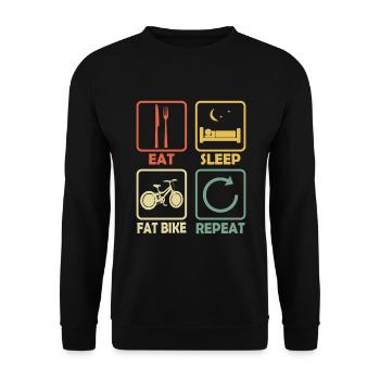 Fatbike Bicycle Eat Sleep Saying Retro Style - Unisex Sweatshirt - black - Front - Alina (178cm) & Michal (187cm)