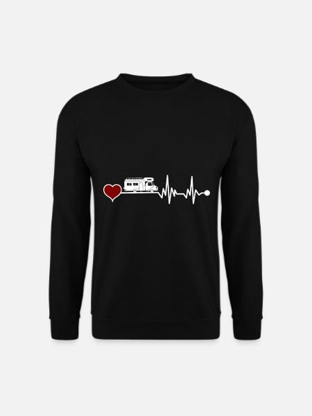 Kastenwagen Camping Herzschlag EKG Rotes Herz - Unisex Pullover - Schwarz