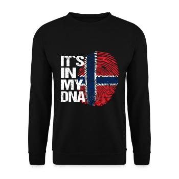 Norwegen Flagge Fingerabdruck DNA Spruch Lustig - Unisex Pullover - Schwarz - Vorne - Alina (178cm) & Michal (187cm)