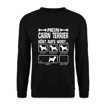 Cairn Terrier listens to the word saying funny - Unisex Sweatshirt - black - Front - Alina (178cm) & Michal (187cm)