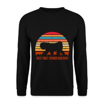 Tibet Terrier Beste Papa Spruch Retro für Herrchen - Unisex Pullover - Schwarz - Vorne - Alina (178cm) & Michal (187cm)