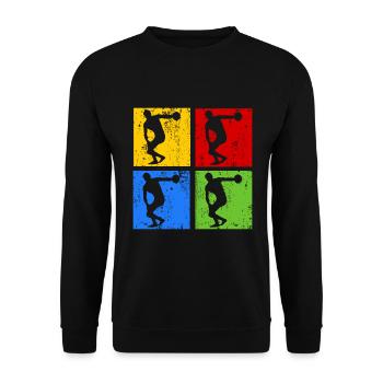 Discus throwing discus pop art retro silhouette - Unisex Sweatshirt - black - Front - Alina (178cm) & Michal (187cm)