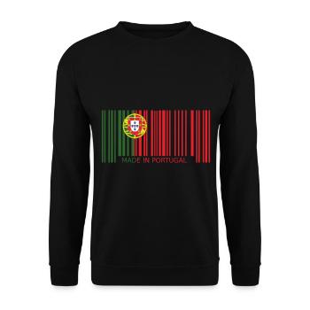 Portugal Barcode Flag Coat of Arms Made in Funny - Unisex Sweatshirt - black - Front - Alina (178cm) & Michal (187cm)