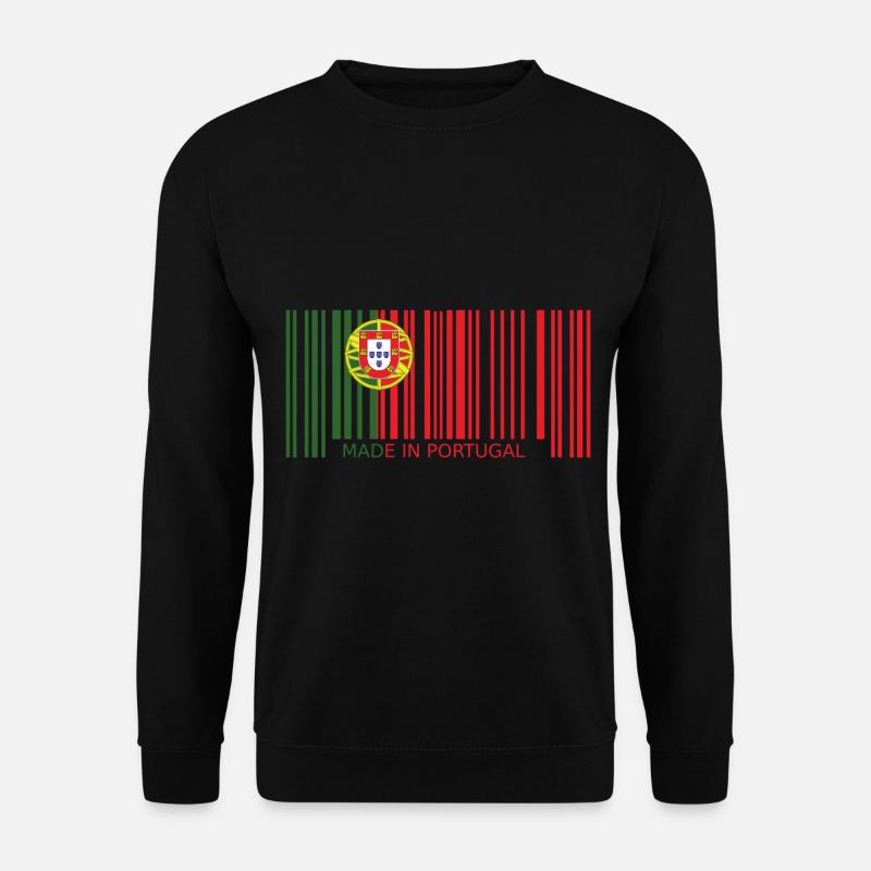 Portugal Barcode Flagge Wappen Made in Lustig - Unisex Pullover - Schwarz