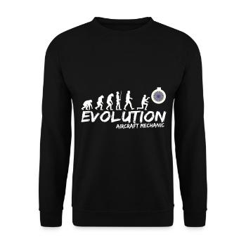 Flugzeug Mechaniker Wartung Evolution Lustig - Unisex Pullover - Schwarz - Vorne - Alina (178cm) & Michal (187cm)