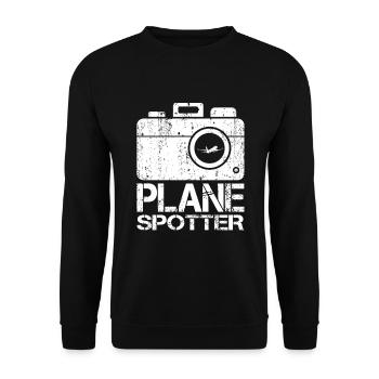 Plane Spotter Flugzeuge Beobachten Kamera - Unisex Pullover - Schwarz - Vorne - Alina (178cm) & Michal (187cm)