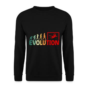 Torhüter Torwart Fußball Evolution Retro Lustig - Unisex Pullover - Schwarz - Vorne - Alina (178cm) & Michal (187cm)