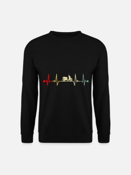 Rollerfahrer Elektro Motorroller Herzschlag Retro - Unisex Pullover - Schwarz
