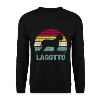 Cercle de Silhouette Vintage Rétro Lagotto Romagnolo - Sweat-shirt Unisexe - noir - Devant - Alina (178cm) & Michal (187cm)