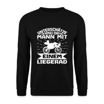 Liegefahrrad Liegerad Unterschätze niemals Mann - Unisex Pullover - Schwarz - Vorne - Alina (178cm) & Michal (187cm)