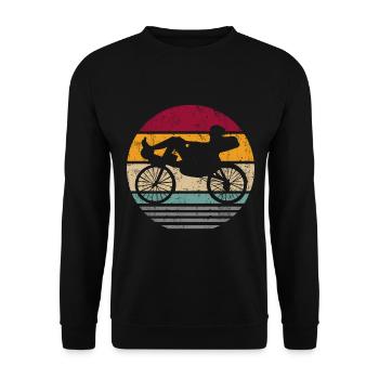 Liegefahrrad Liegerad Fahrrad Retro Silhouette - Unisex Pullover - Schwarz - Vorne - Alina (178cm) & Michal (187cm)
