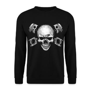 Moto Skull - Unisex Sweatshirt - black - Front - Alina (178cm) & Michal (187cm)