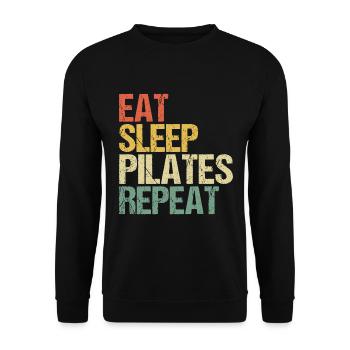 Pilates Eat Sleep Repea Retro - Unisex Sweatshirt - black - Front - Alina (178cm) & Michal (187cm)