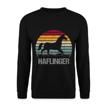 Haflinger Horse Retro Vintage Silhouette - Unisex Sweatshirt - black - Front - Alina (178cm) & Michal (187cm)