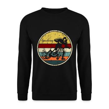 Speedway Rennfahrer Vintage Retro Silhouette - Unisex Pullover - Schwarz - Vorne - Alina (178cm) & Michal (187cm)