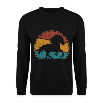 Islandpferd Retro Vintage Grunge Silhouette - Unisex Pullover - Schwarz - Vorne - Alina (178cm) & Michal (187cm)
