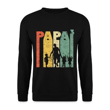 Dad 3 Third Child Baby Retro Vintage - Unisex Sweatshirt - black - Front - Alina (178cm) & Michal (187cm)