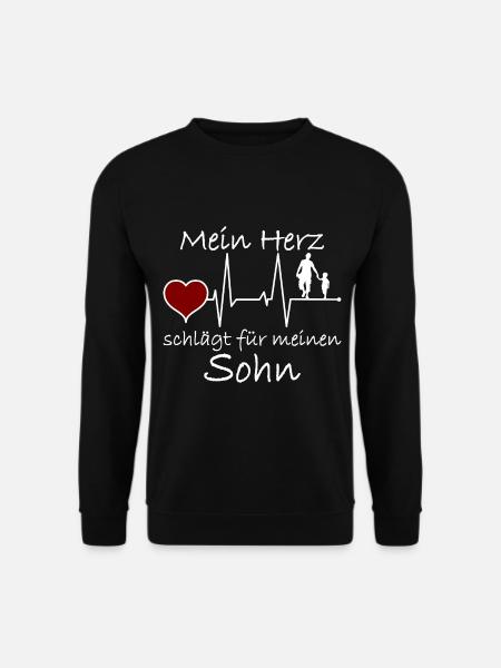 Vater und Sohn Herzschlag mit Spruch Niedlich - Unisex Pullover - Schwarz