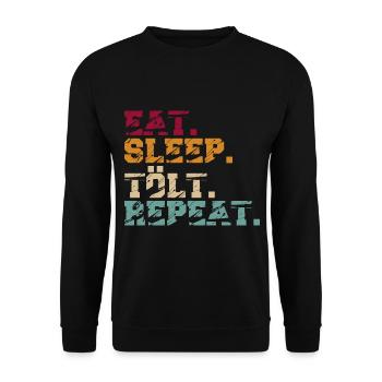 Tölter Eat Sleep Tölt - Unisex Pullover - Schwarz - Vorne - Alina (178cm) & Michal (187cm)