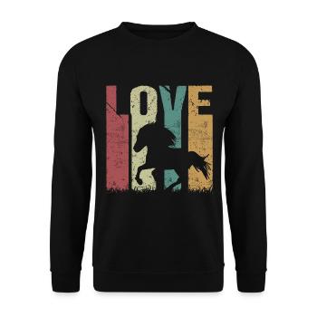 Islandpferd Retro Vintage Love - Unisex Pullover - Schwarz - Vorne - Alina (178cm) & Michal (187cm)